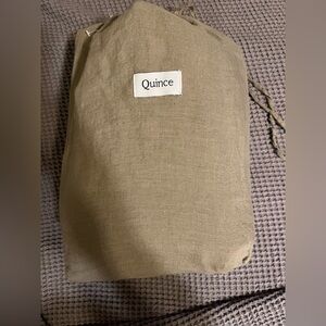 Quince Olive Green Linen Duvet Cover Full/Queen
